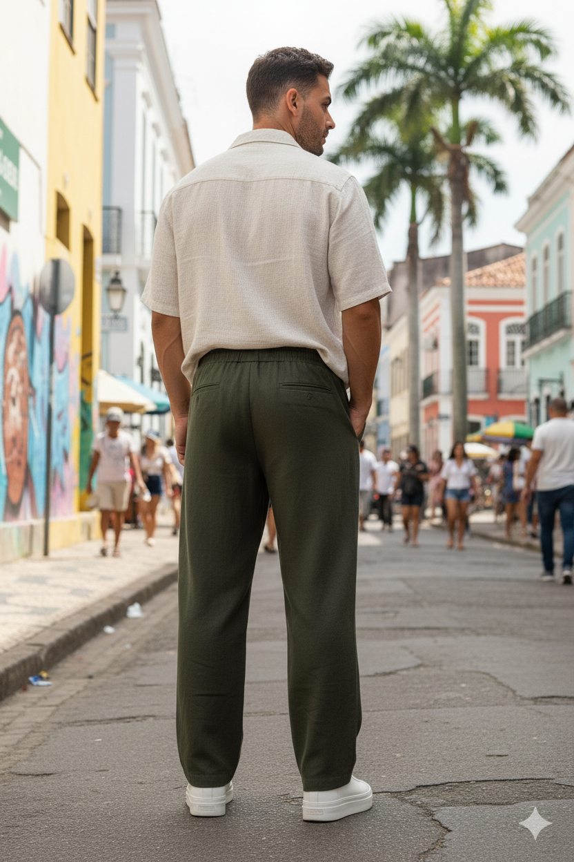 Olive Green Linen Pants