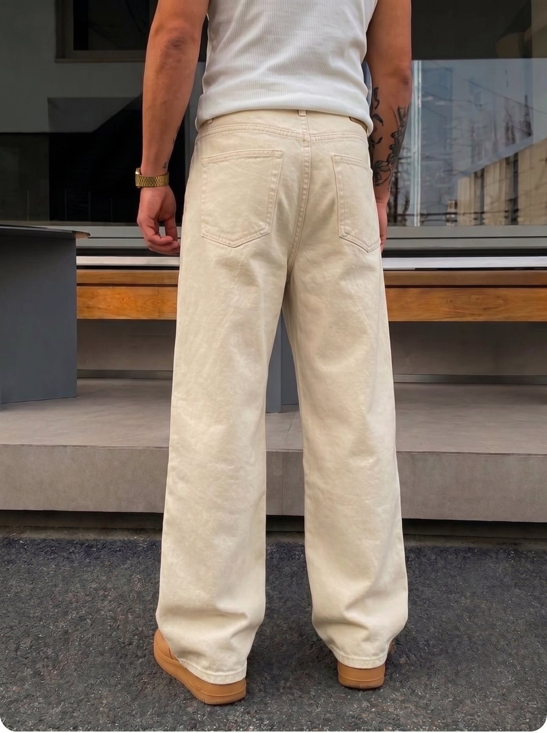 Beige Denim Pants