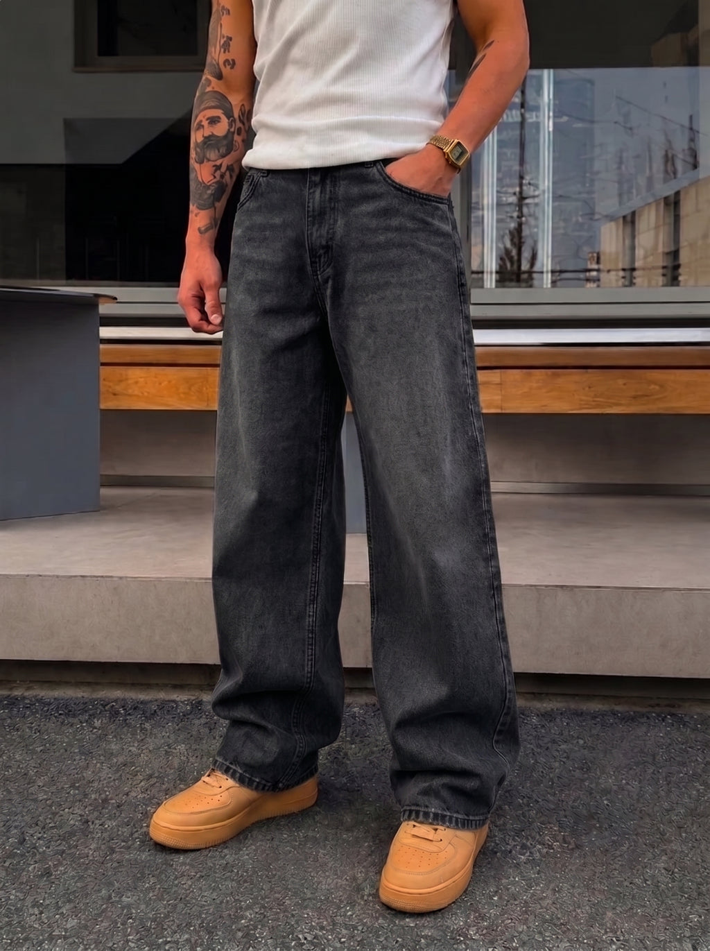 Grey Denim Pants