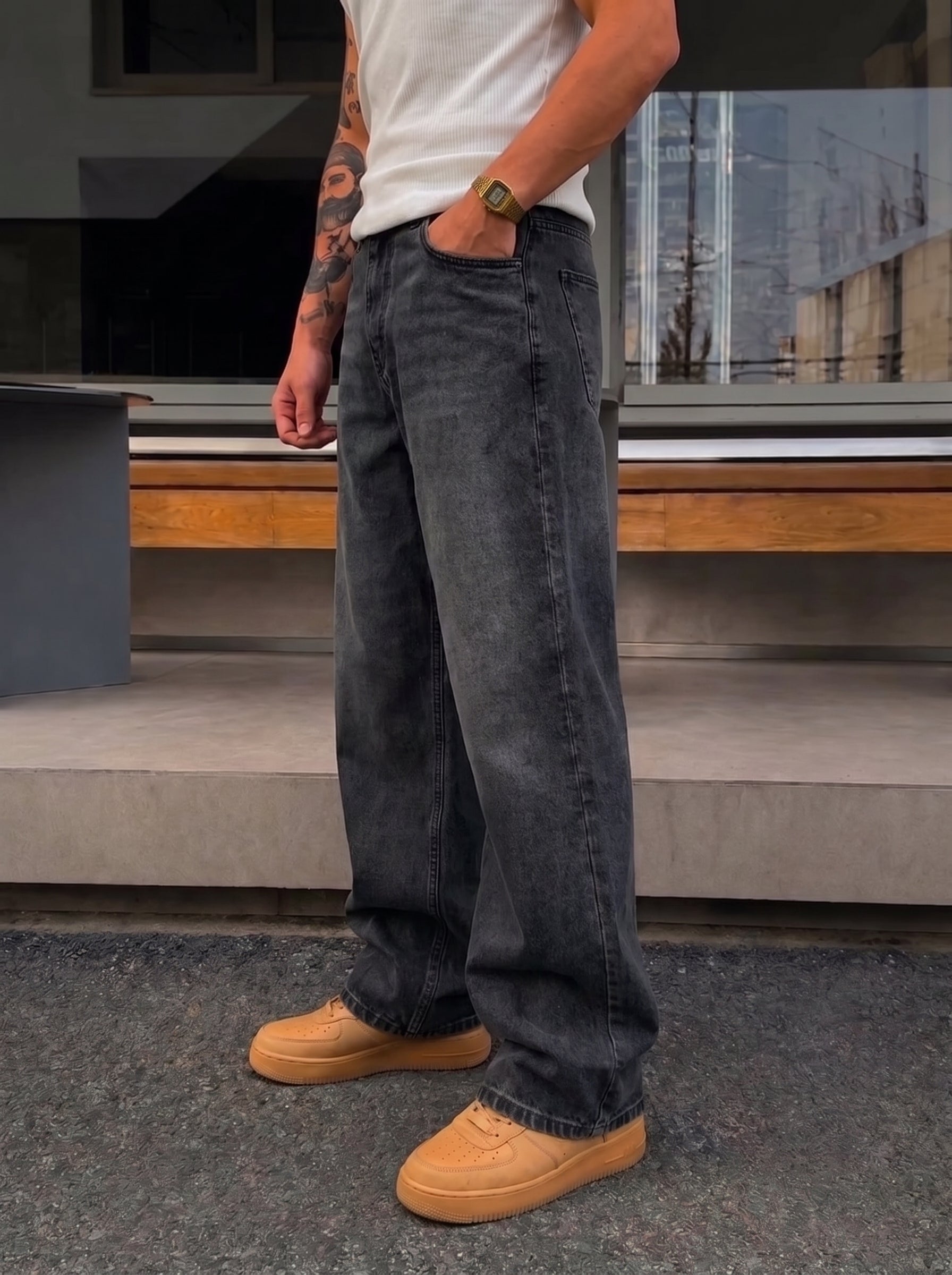 Grey Denim Pants