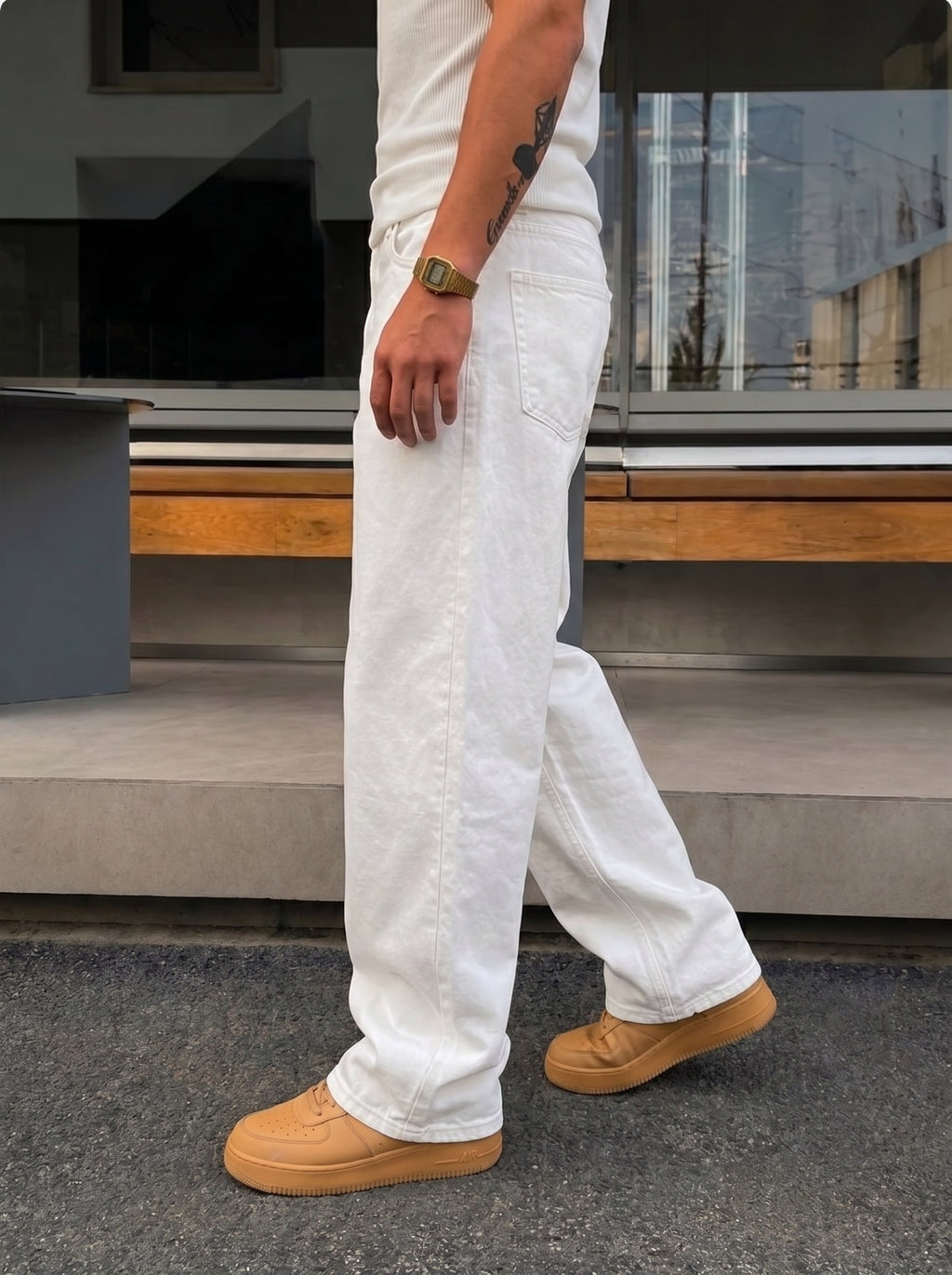 White Denim Pants
